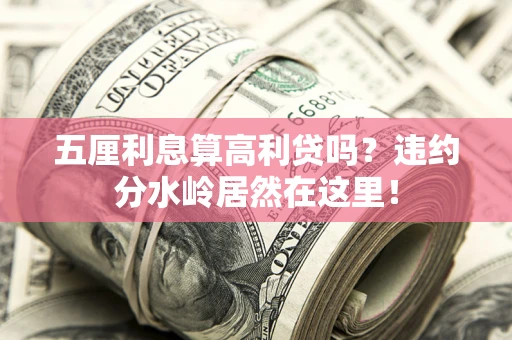 武汉五厘利息算高利贷吗？违约分水岭居然在这里！